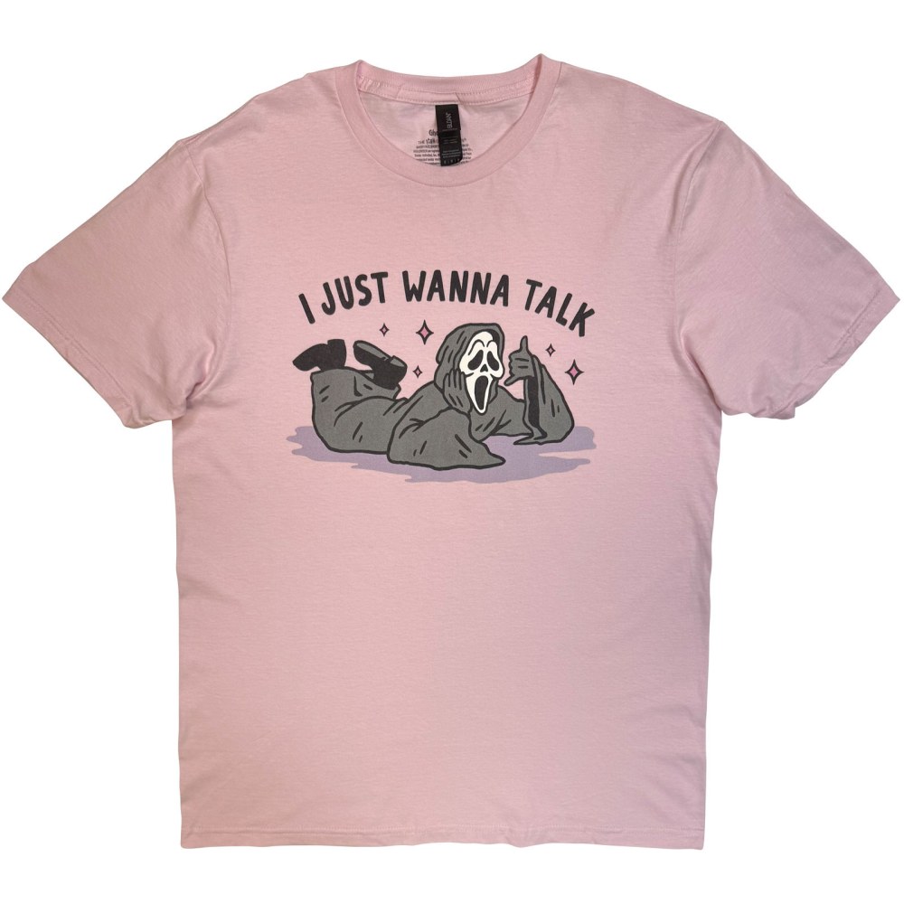 Scream Ghostface - I Just Wanna Talk Mens Tshirt - Pink